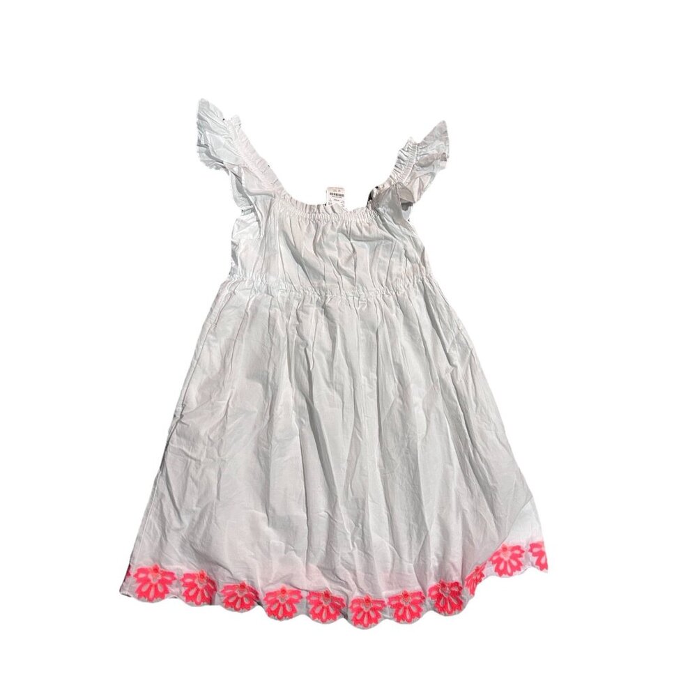 J Crew White Cotton Smocked Flutter Sleeve Boho Midi Dress 6 New Embroidered
